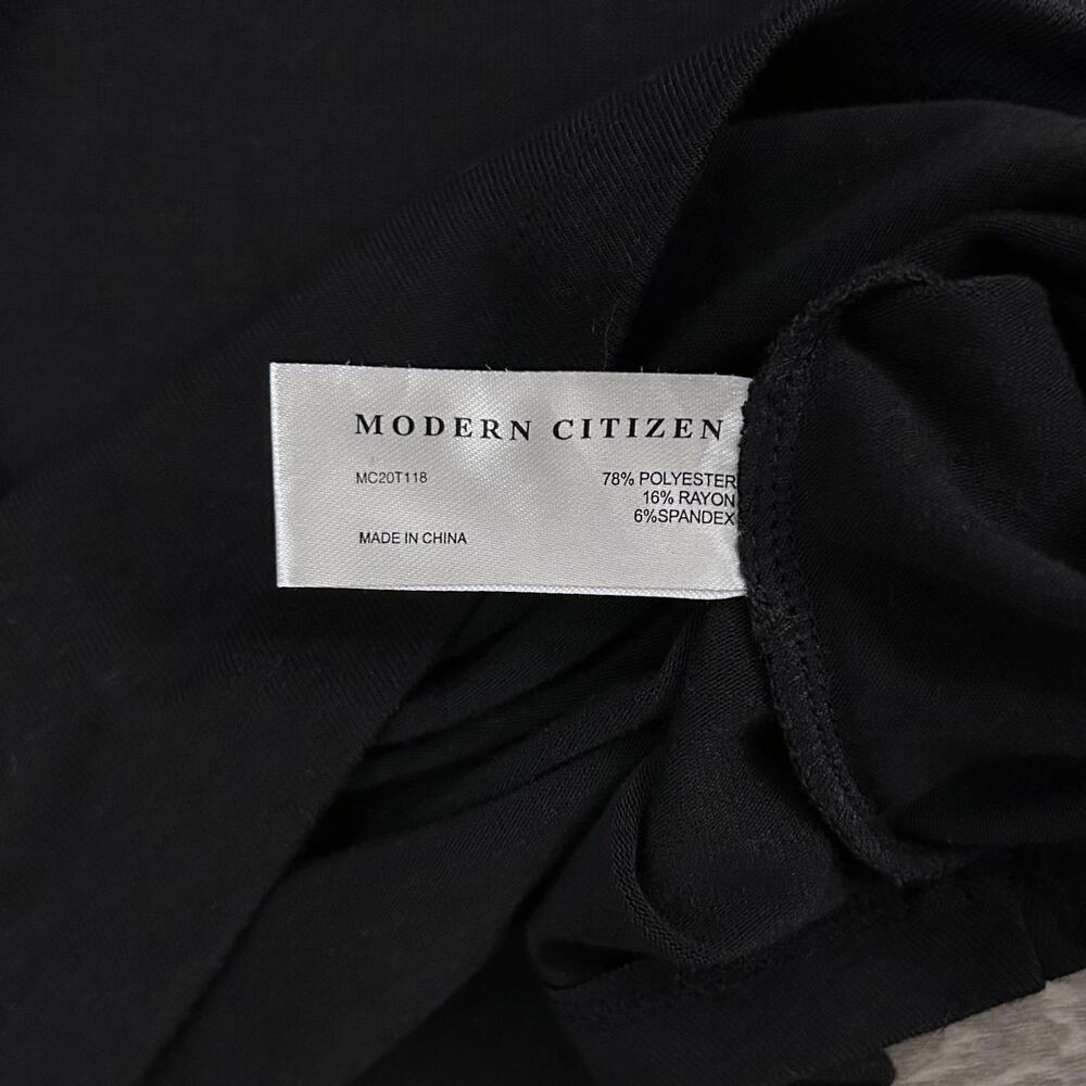 Modern Citizen Vittoria Asymmetric Neck Ruched Semi-Sheer Long Sleeve Tee Black - Picture 13 of 15